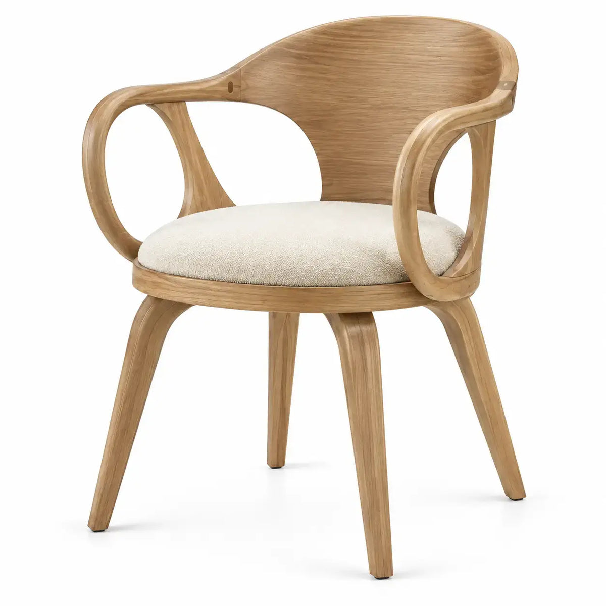 Silla con respaldo de contorno redondeado, beige y marrón